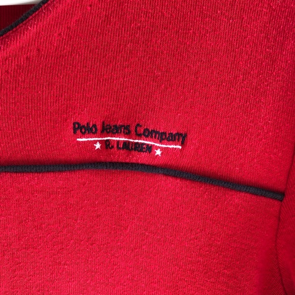 Ralph Lauren Polo Jeans Red Crop Top Sweater Small - Picture 2 of 4